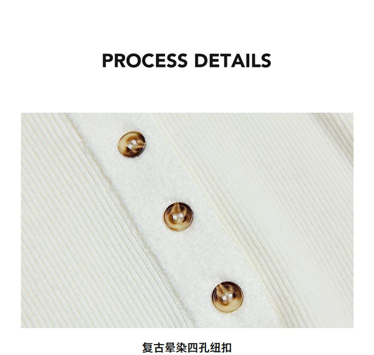 LILY Half Open Rice White Knitted Shirt for Women