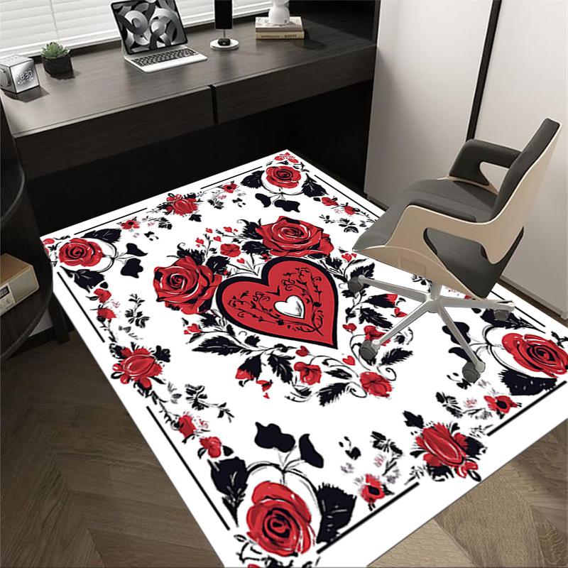 1PC Rose Heart Non-Slip Floor carpet, Office, family, bedroom, Studio - Large Area Rug, Vibrant Colors-C0498