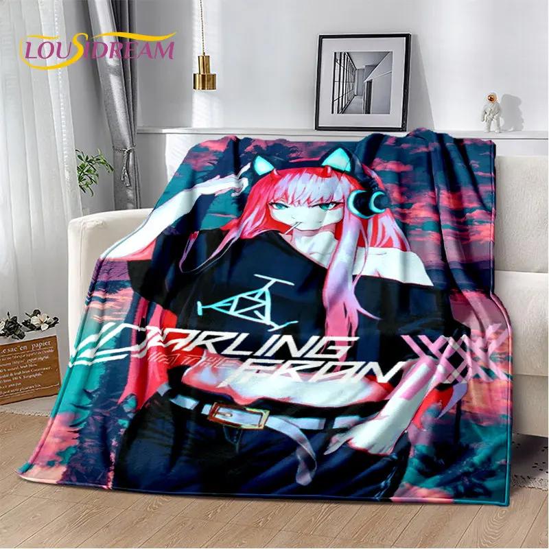 Мягкое плюшевое одеяло Zero Two DARLING In The FRANXX, фланелевое одеяло для гостиной, спальни, кровати, дивана, чехол для пикника, 3D