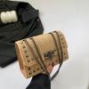 Straw Fashion Lock Temperament Chain Underarm Bag Women'S Woven Simple Lock Messenger Bag Small Square Bag Women