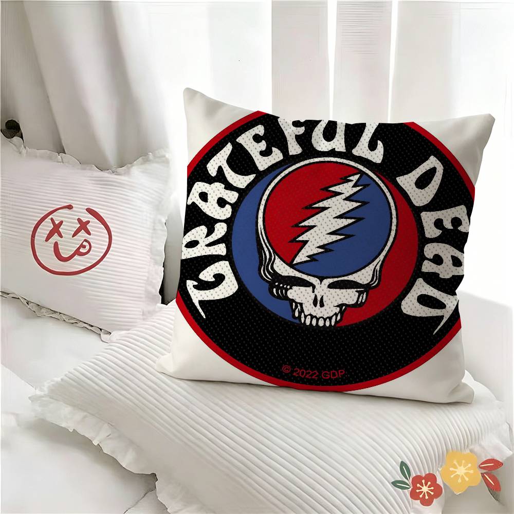 pc Band GgGrateful Logo Dead Pillow Case Fashion Square Pillowcase Bedroom Sofa Room Ins Decoration Leisure