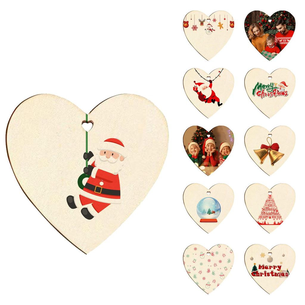 Personalized Custom Wooden Heart Pendant Christmas Decoration Pendant Hanging Decoration