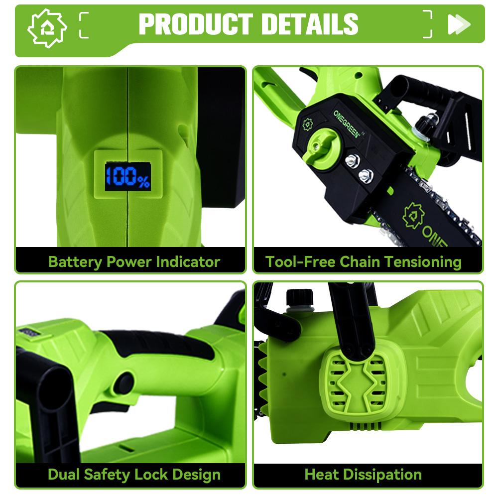 ONEGREEN 6000 Вт 12 дюймов бесщеточная электрическая цепная пила аккумуляторная пила садовый деревообрабатывающий электроинструмент для Makita 18 В аккумулятор
