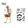 Spooky Party Glass Decor Halloween Window Clings, Pumpkins Skeletons Ghosts And Bats Print Decorative Clings Decals, Electrostatic PVC Static