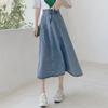 Весна Осень Женская Мода Повседневная Джинсовая Юбка с Высокой Талией Миди А-силуэта