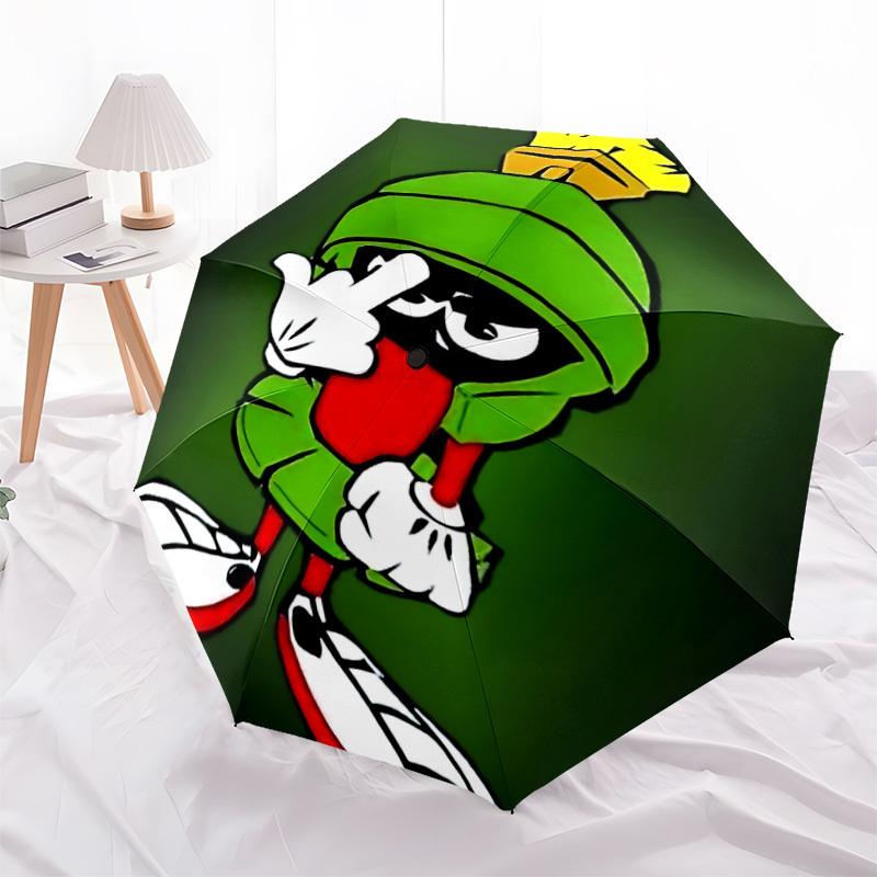 Автоматический зонт Looney Tunes Марвин Завоеватель   Компактный дорожный зонт, прочная конструкция с 8 ребрами, идеальный подарок, 115