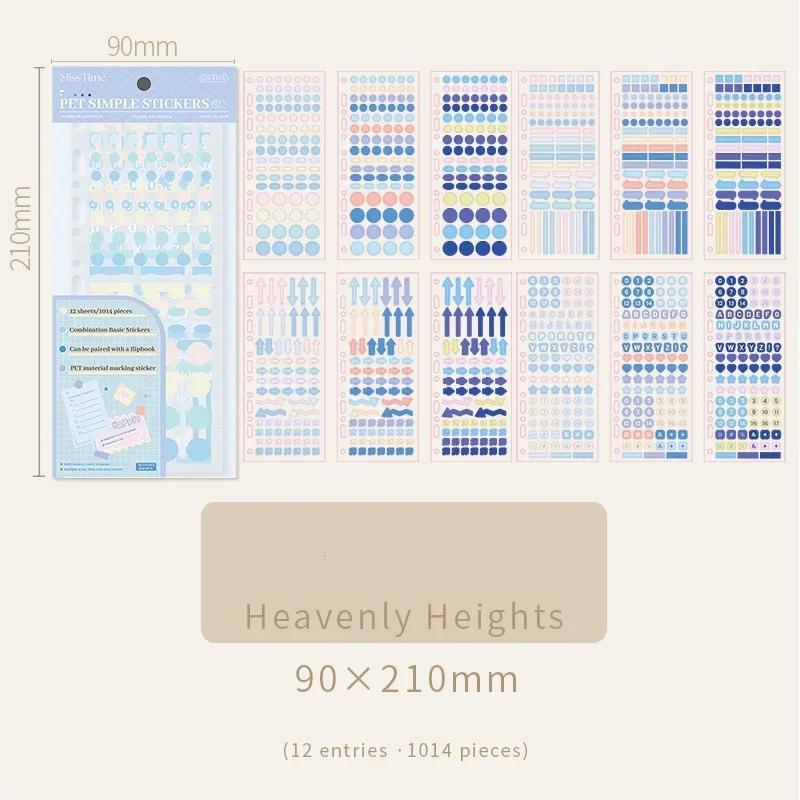 12 шт./набор прозрачных липких заметок, однотонные цифры, буквы, точки, стиль скрапбукинга, журнал, наклейка, маркер для ключевых слов для изучения