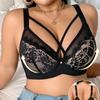 Women's Sexy Front Cross Tie Gathered Underwire Bra Patterned Lace Embroidery Underwear