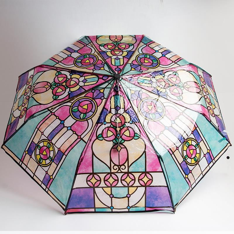 Яркий прозрачный автоматический складной зонт с восемью спицами - Премиальное качество и портативный дизайн