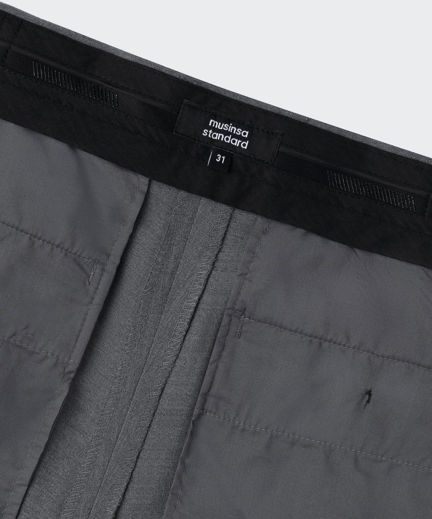 MUSINSA STANDARD Semi-Wide Hidden Elastic Waist Slacks [Melange Gray]
