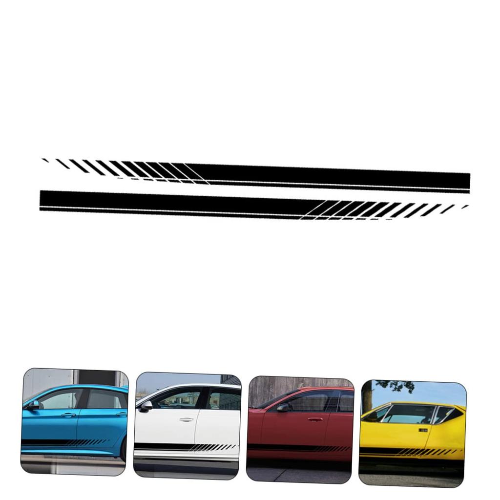 Наклейка на бок автомобиля POPETPOP, 190x9см, Универсальная спортивная гоночная полоса, Черная, Легкая и компактная, для украшения автомобиля