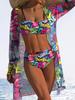1011 New European and American style sexy babes lace-up printed bikini beach set three-piece set