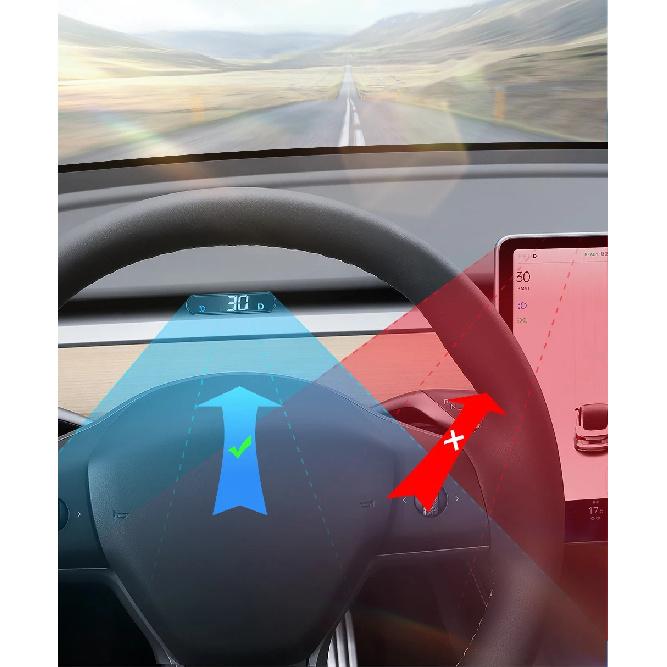 Model 3 & Model Y Head-up Display Embedded Design LED HUD Display Real-time Speed, Car Gear, Turn Signal