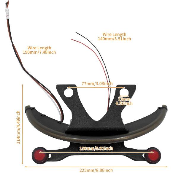 Motorcycle LED Fender Amber Turn Signal Tail Light Bar Tag Bracket Fit For Victory Vegas 8 Ball High Ball Gunner 2003-2017