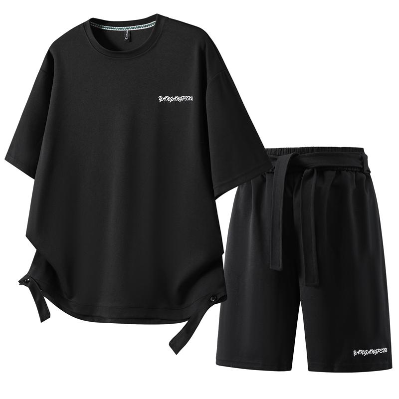 Большие размеры 4XL-10XL Модный летний комплект из 2 предметов Мужские футболки с коротким рукавом Повседневные комплекты с шортами Оверсайз