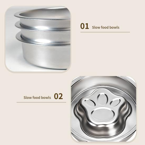 Stainless Steel Slow Feeder Dog Bowl Anti-Choking Anti-tip Non-slip Slow Eating Pet Feeding Bowl for Small Medium Breed