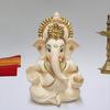 Персиково-терракотовый цвет Золотая роспись Идол Винаяки Идол на приборную панель автомобиля Мурти Ганеши Идол Ганапати для домашнего декора Пуджа Статуэтка Господа Ганеши Подарок
