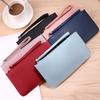 Women's Vintage Long Wallet PU Leather Zipper Soild Color Large Capacity Card Holder Clutch Purse Bag