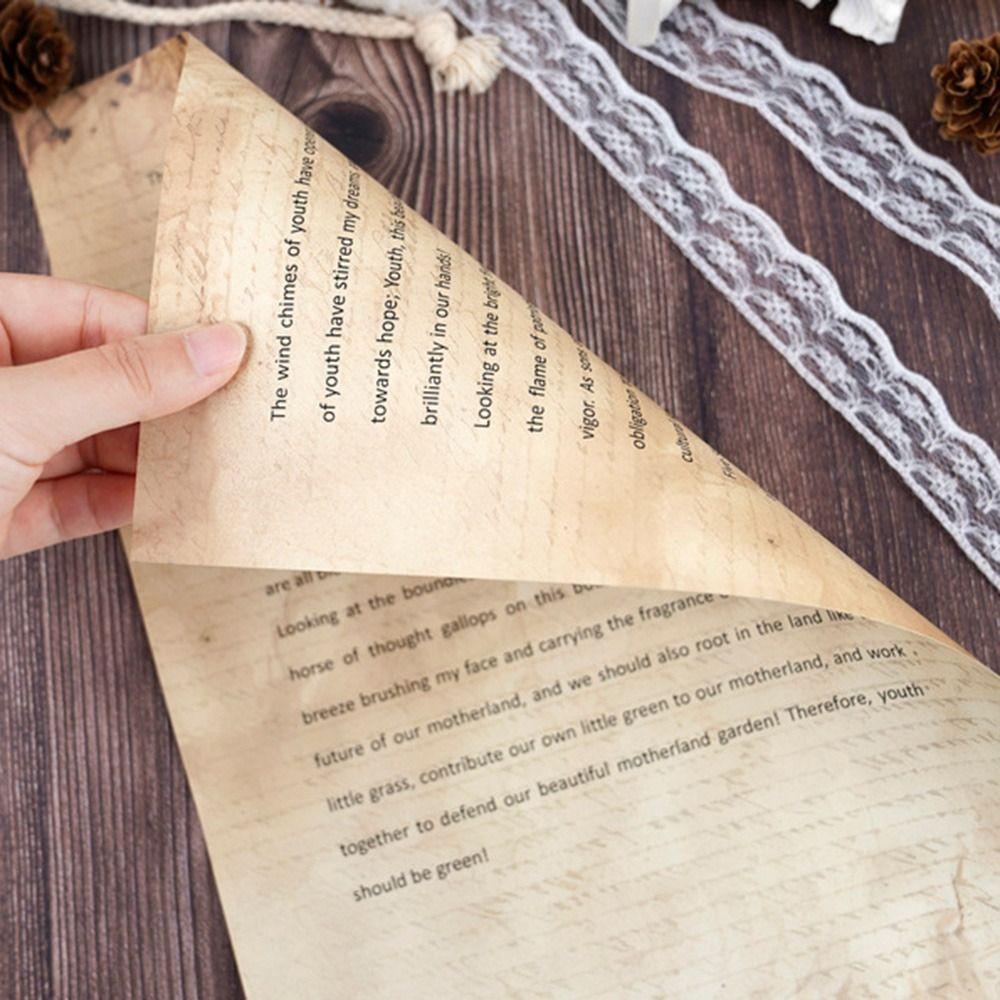 50 Sheets Classical Printing Paper Simple Pirate Scrolls Literary Scrapbook Letter Paper Envelopes