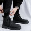 English Style Men Shoes Leather Boots Men Mid Top Boots New Leather Boots Winter Casual Short Boots Men Thick Sole Leather Shoes