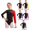 Girls' Long Sleeve Ballet Leotard Gymnastics Biketards Figure Ice Skating Performance Dance Costumes