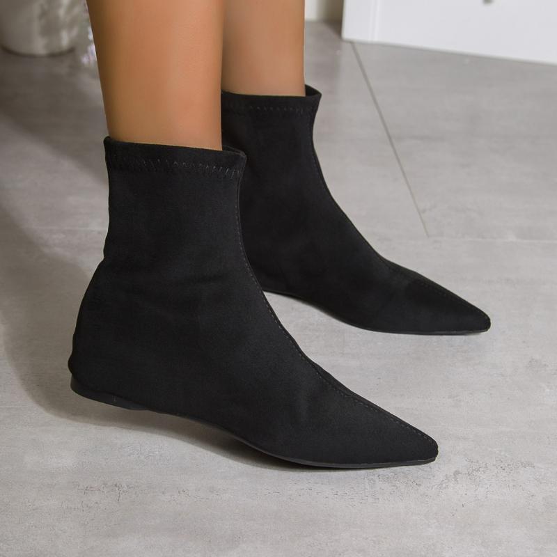 Женские ботильоны с острым носком, обувь на плоской подошве, 2025, новые, зимние, элегантные, замшевые, сексуальные ботинки, для платья, для вечеринки, женские, zapatos mujer, botas
