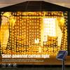 Outdoor Solar Curtain Light 8 Lighting Modes Fairy String Lights Waterproof Garden Party Wedding Christmas Decorative Lamps