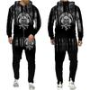 Cool Skull 3D Printed Black Zipper Hoodie Pants Suit Gothic Punk Style Men Women Tracksuit Set 2023 Halloween Streetwear Costume