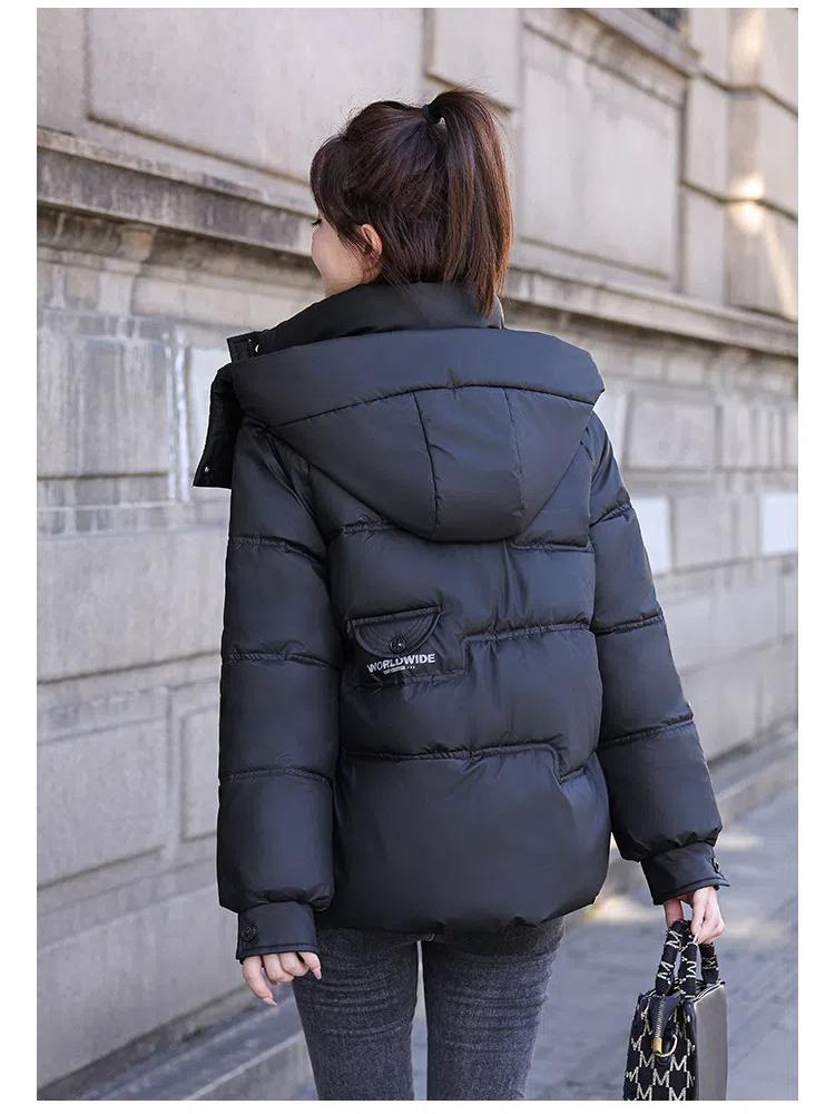 Осенне-зимнее женское пальто однотонное с капюшоном и большим карманом короткое свободное пальто утолщенная теплая студенческая куртка