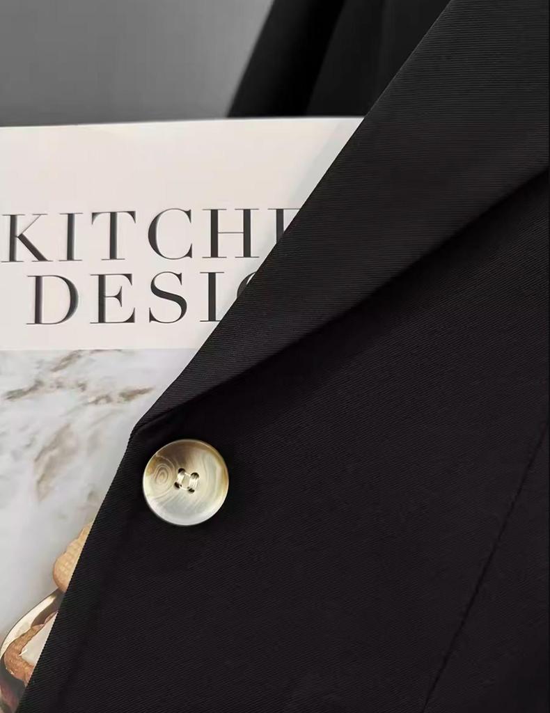 Женский черный минималистичный блейзер высокого класса с вышивкой - Мода уличного стиля весна/осень 2025