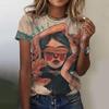 Women's T-Shirts Cartoon Characters Print Harajuku Vintage Short Sleeve O Neck Funny Top