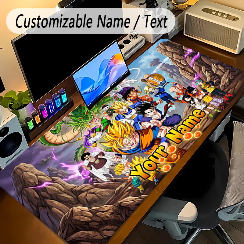 Large Mouse PadDragon Ball Custom Name Text Personalized Desk Mat Non Slip Gaming Pad
