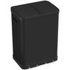 Kitchen Double Compartment Trash Can 2 X 30L With Stainless Steel Pedal Soft Close Lid Black