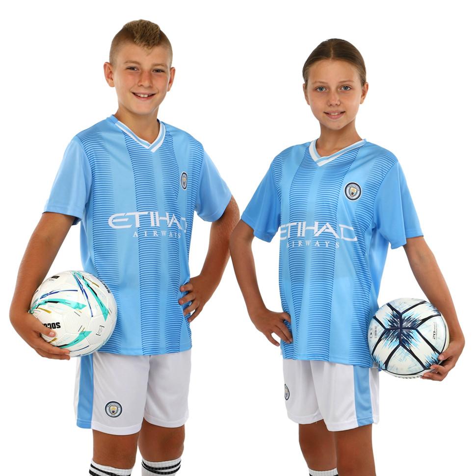 Kid's soccer football uniform jersey and shorts Manchester City CO-7184