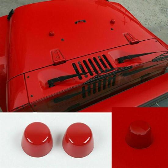 Engine Hood Rubber Head Decor Cover 2* For Jeep Wrangler JK 2007-2018 Bright Red