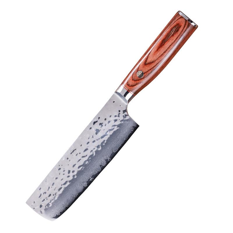 7-дюймовый нож Накири из дамасской стали, японские кухонные ножи, нож для мяса, нож для фруктов и овощей