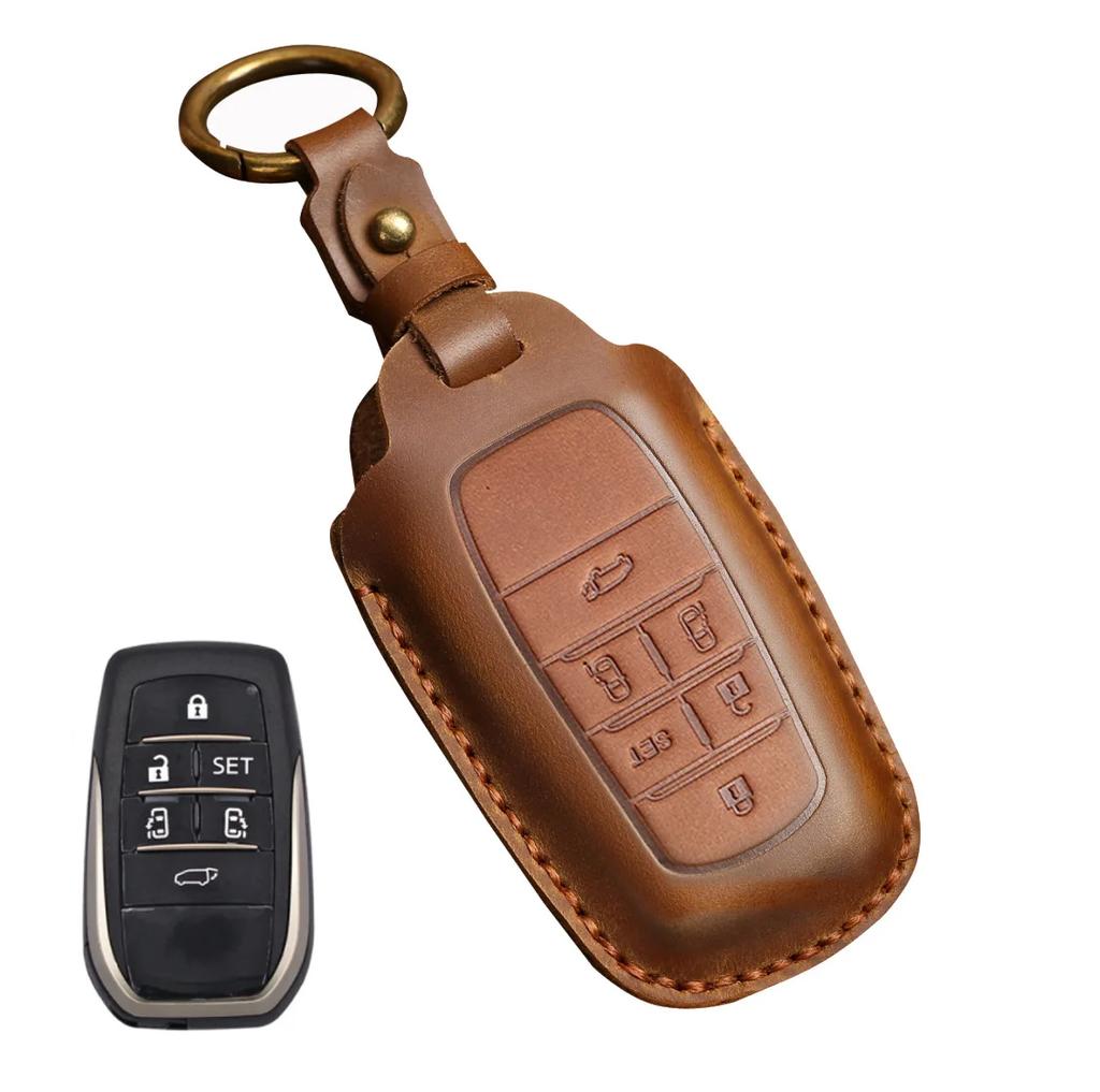 Кожаный 2/3/4 кнопки для Toyota Camry CHR Corolla RAV4 Avalon Land Cruiser Prado Prius 2017 - 2022 Чехол для ключа автомобиля Кожаный брелок для ключей