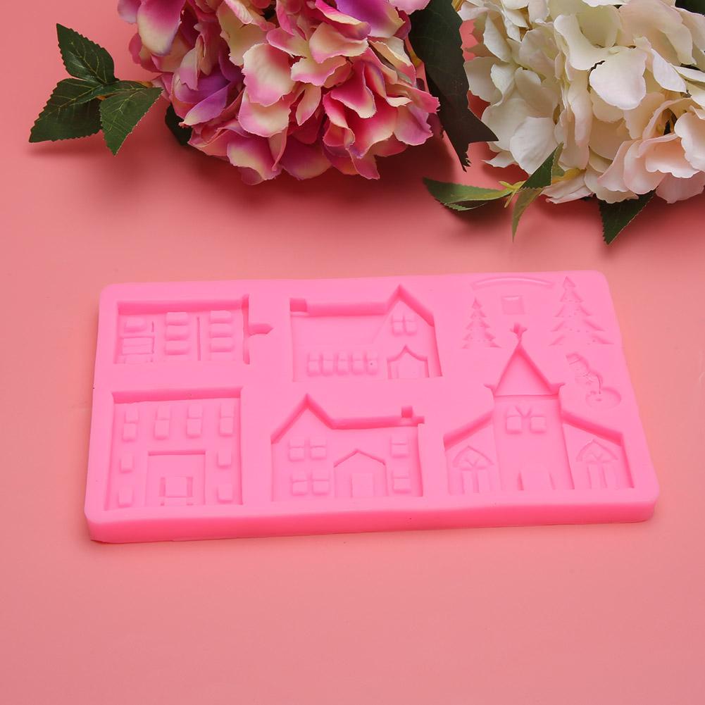 DIY Castle House Christmas Tree Silicone Mold Cake Chocolate Decorative Clay Mould Kitchen