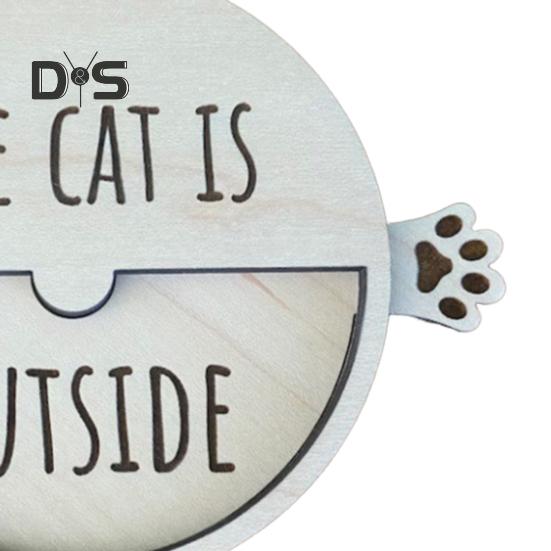 Магнитный знак-напоминание о питомце «Кот внутри», деревянный знак, переключаемый, для входной двери в дом, офиса, поворотный столик, украшение, подарок любителю кошек