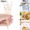 100Pcs 12Cm White Pearl Bamboo Food Fruit Picks Party Disposable Cake Dessert Cocktail Sticks Buffet Cupcake Toothpick Skewer