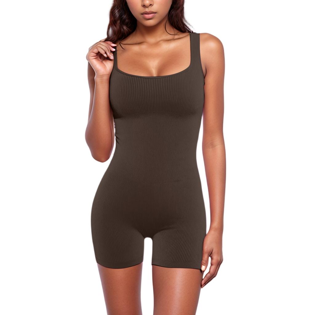 Женский комбинезон без рукавов с квадратным вырезом и подъемом бедер, облегающий сексуальный комбинезон с шортами