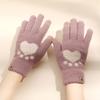 Touch Screen Cat Claw Cold-proof and Warm Gloves for Women Velvet Thickened Wool Knitted Gloves for Autumn and Winter