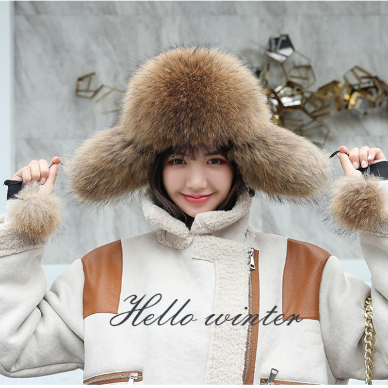 SOMALER Шапки с ушками из лисьего меха для женщин и девочек, шапка-ушанка-ловушка, красочная пушистая шапка из натурального меха, зимняя теплая шапка-бомбе