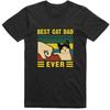 100% Cotton TOPS UNISEX TEES MENS WOMENS Best Cat Dad Funny Mens T Shirt Regular Fit Cotton Tee