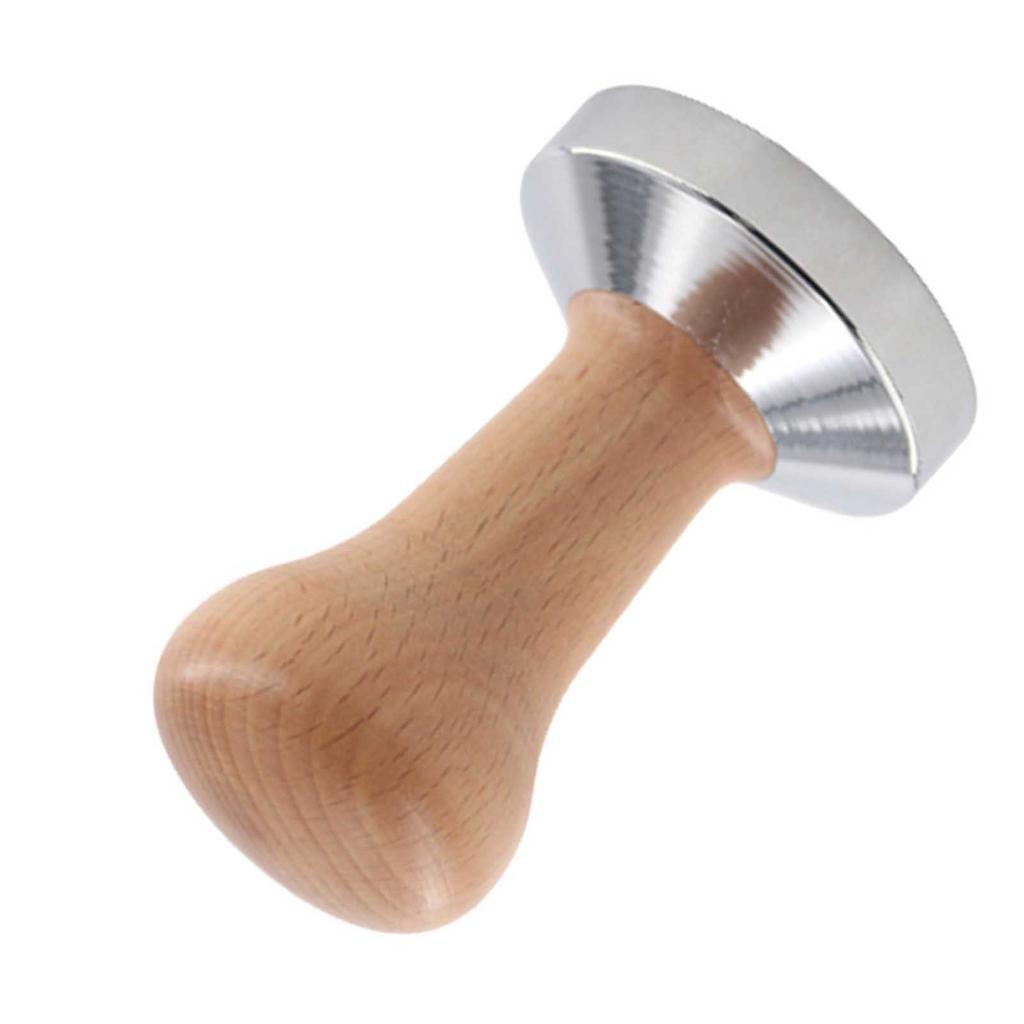 Coffee Tamper Ergonomic Beech Wood Coffee Powder Tamper Tool with Flat Base for Home Coffee Shop