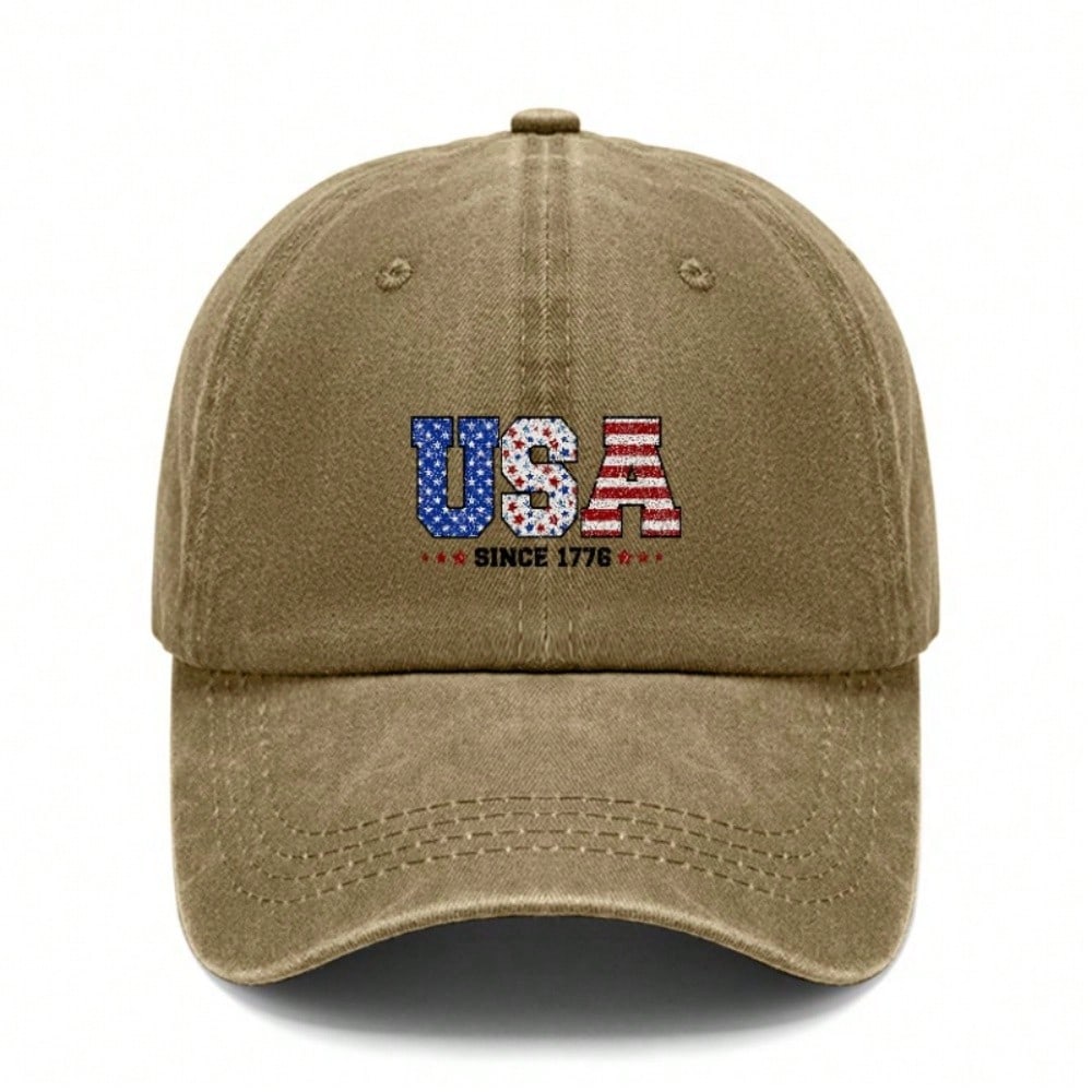 USA Patriotic Baseball Cap - Adjustable Vintage Washed Hat With "SINCE 1776" Print, Lightweight Breathable Sun Protection Casual Daily Wear Unisex