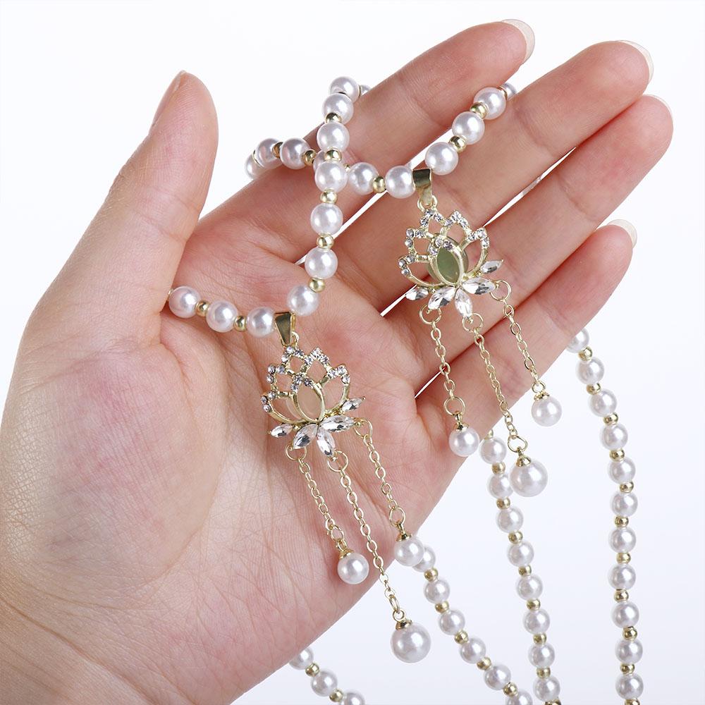 Accessories Party Jewelry Tassel Crystal Pendant Women's Necklace Korean Style Necklace Lotus Shape