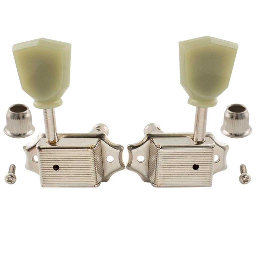 Musiclily Pro L3+R3 Vintage Kluson-Type Tuners for LP, SG, and Les Paul Electric/Acoustic Guitars, with Nickel Keystone Buttons
