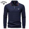 2025 Autumn New Embroidery Men's Long Sleeved Polo Shirt, Solid Color Men's Top with Lapel, Versatile Polo Shirt for Men