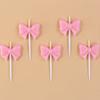 New Pink Birthday Cake Candles Creative Party 5 PVC Boxed Polka Dot Bow Candles